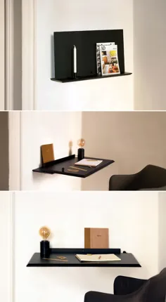 این قفسه دیواری کوچک برای کار در خانه به میز تبدیل می شود