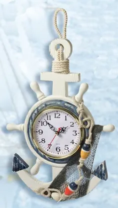 ساعت لنگر چوبی دریایی تزئینی