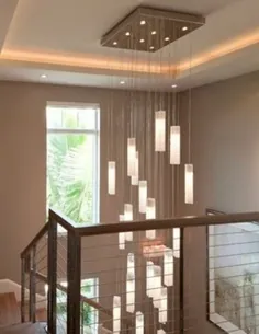 روشنایی لوستر ورودی بزرگ ، چراغ روشنایی مدرن برای فضاهای ورودی ، سرسرا یا سقف بلند.  لوستر شیشه ای هنر سفارشی