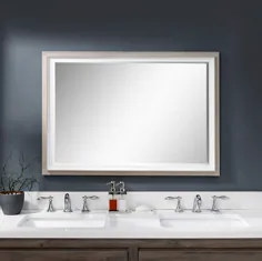 آینه جو دوسر میترا سفید 28 1/4 "x 40 1/4" Vanity Wall Mirror - # 78P85 |  لامپ به علاوه