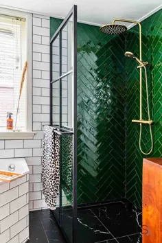 حمام استخوان شاه ماهی سبز با دوش طلایی