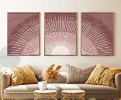 ست چاپ خورشیدی 3 تزیین دیواری Boho Blush Pink Mauve Digital |  اتسی