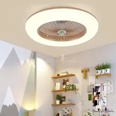اکریلیک دونات Semi Flush Mount Lamp Kids Living LED Light Fan Fanment Light in Black / White / خاکستری با 5 تیغه ، 21.5