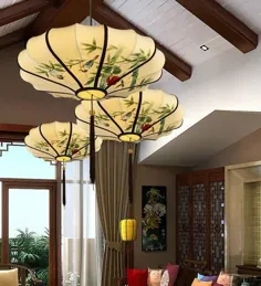 آویز لوستر فانوس چینی Oakmead Interiors پارچه عتیقه سبک پارچه عتیقه سبک چینی ذن اندازه های مختلف