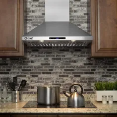 AKDY 30 اینچ هود برد دیواری آشپزخانه قابل تبدیل از فولاد ضد زنگ با کنترل لمسی و فیلتر کربن-RH0228 - انبار خانه