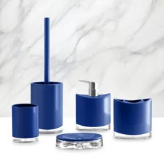 مجموعه لوازم جانبی حمام Everly Quinn Pataskala 5 قطعه ، پلاستیکی در رنگ آبی تیره ، اندازه 8 "H X 5" W X 17 "D | Wayfair | سازمان