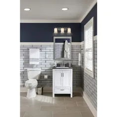 غرور حمام یک نفره سینک ظرفشویی 24 بلوط سفید بلوط سفید با سنگ خاکستری مهندسی شده بالا Lowes.com