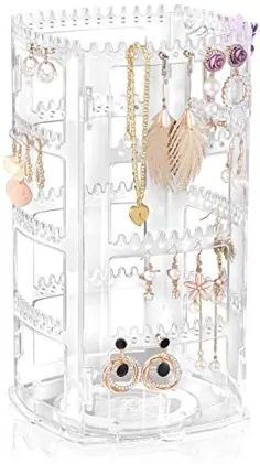 دارنده گوشواره اکریلیک Sooyee 360 ​​درجه ، نمایشگر درخت آویز طلا و جواهر پایه گردنبندهای دستبند گوشواره ، شفاف