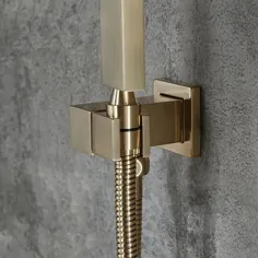 سیستم دوش سر بارانی دیواری سر بارانی 8 اینچ مربع لوکس مدرن و دوش دستی در طلای برس دار