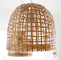 چراغ های آویز BAMBOO PENDANT LAMT دست ساز خانگی بامبو |  اتسی