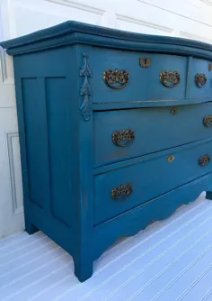 کمد عتیقه مرغوب فروخته شده Vintage Dresser آبی |  اتسی