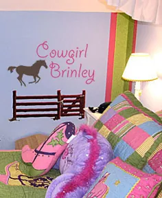 Cowgirl Horse نام شخصی شده 42x22 Vinyl Wall Decal Home |  اتسی