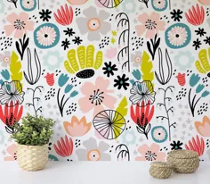 کاغذ دیواری لایه بردار و استیک دکوراسیون خانه پرندگان نقاشی دیواری گل |  اتسی