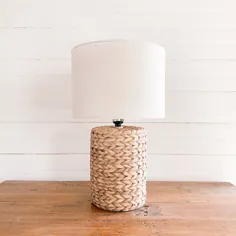لامپ بتونی بافته شده Seagrass با سایه سفید