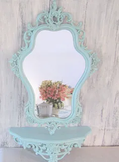 آینه شیک Shabby برای فروش FRENCH COUNTRY صفحه اصلی آینه برای فروش Vintage Framed Teal Blue Ornate Baroque Mirror Decorative