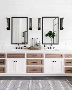طراح داخلی آتلانتا در اینستاگرام: "من این کابینت های دو رنگ حمام را توسط @ treat.des حفر می کنم
