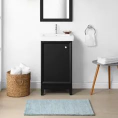 مارتا استوارت کلارنس 20 اینچ غرق حمام سینک ظرفشویی تک رنگ سیاه و سفید با سرامیک سفید Lowes.com