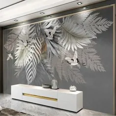 نقاشی دیواری سفارشی برگ های گیاهی نقاشی شده با دست 3D تصویر زمینه عکس برای مطالعه اتاق خواب اتاق نشیمن پس زمینه تلویزیون Papier Peint Mural