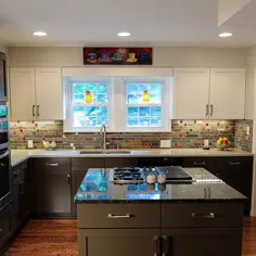 آشپزخانه خیره کننده (تخته سنگ و شیشه) Backsplash - "تخته سنگ و آتش"
