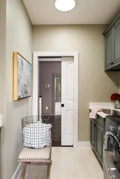 اتاق رختشویی با درب جیب پنل تخته مهره سفید - انتقالی - اتاق لباسشویی - خلق و خوی اثری شروین ویلیامز