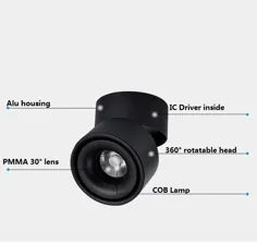 چراغ سقفی تاشو سطح LED تاشو و چراغ پس زمینه COB قابل چرخش 360 درجه