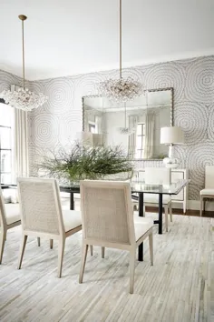 اتاق ناهار خوری خاکستری روشن و طلایی با میز رویه شیشه ای - انتقالی - اتاق ناهار خوری
