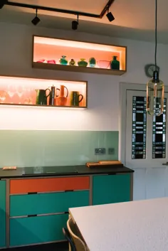 آشپزخانه سبک دهه 70 - آشپزخانه های سفارشی تخته سه لا - چوب و سیم