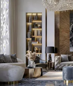 اتاق زندگی مدرن: ترکیب خیره کننده ای بین خنثی و طلایی