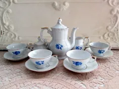ست چای کودکانه Vintage چینی آلمان NIB Blue |  اتسی