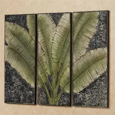 مجموعه هنری دیواری فلزی نخل گرمسیری داخل سالن Tranquil Moment Triptych
