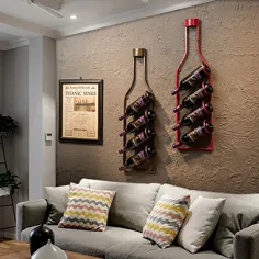 قفسه نوشیدنی دیواری Winebottle شکل صنعتی طلایی 4 قفسه