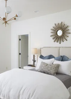 سرپوش خاکستری فرانسوی با آینه آفتابگردان طلایی - انتقالی - اتاق خواب