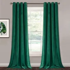 پرده مخملی سبز 96 اینچ - Super Soft Luxury Blackout Velvet Drapes پوشش پنجره ای زیبا برای دکوراسیون منزل برای اتاق نشیمن / اتاق ناهار خوری ، W52 x L96 اینچ ، 2 پانل