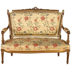 ست 5 تایی ، سبک Giltwood Louis XVI Style Settee و 4 صندلی راحتی