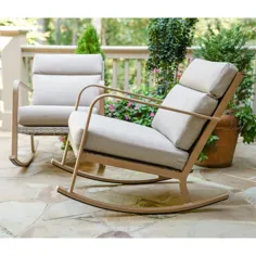 Leisure Made Talbot Set of 2 Wicker Taupe Frame Metal Frame Rockel (s) with Seat Cushioned Tan Solartex |  243968