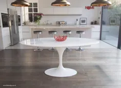170cm x 110cm Oval - میز لاله سفید چند لایه - طراحی شده توسط Eero Saarinen