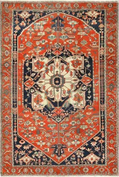 فرش زیبای قرمز عتیقه سرپی ایرانی 49349 توسط Nazmiyal