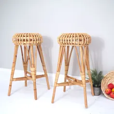 چهارپایه نوار چوبی Rattan - خانه های ZaZa