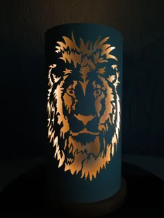 لامپ شیر شاه ، علامت زودیاک هدیه نورانی "شیر" ، حیوان آفریقایی روی نور لوله پی وی سی ، نور سایه کنار تخت بی نظیر با سر شیر