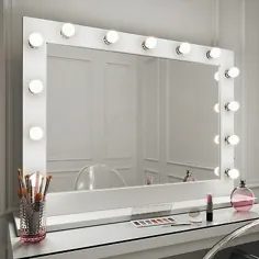 آینه هالیوود آینه آینه سفید براق میز آینه روشن 80x100 |  eBay