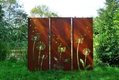 Gartenwand Sichtschutz Wand Triptychon Pusteblume Stahl rost 225x195 سانتی متر |  eBay