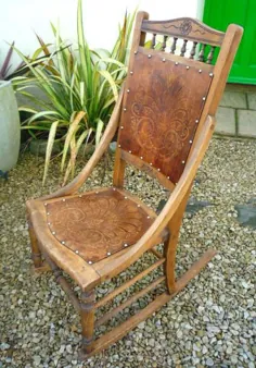 صندلی گهواره ای عتیقه گردو صندلی پرستاری آمریکایی c.1900