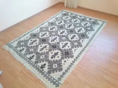 فرش Shag فرش Shaggy 5x8 فرش سفید فرش دستباف فرش پشمی |  اتسی