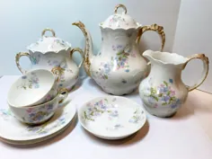 سرویس چای لیموژ Jean Pouyat Limoges JP over L L Porcelain Tea |  اتسی