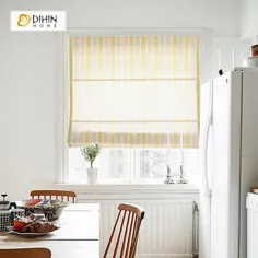 راه راه های رنگی گرم DIHIN HOME چاپ سایه های رومی ، پرده های قابل شستشو با نصب آسان ، پرده پنجره سفارشی ، 24