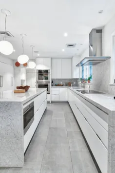 آشپزخانه مدرن خاکستری و سفید