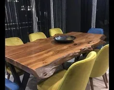 میز اپوکسی ، ناهار خوری ، مبل ، میز میانی میز گرد گرد لبه دار ، سفارش سفارشی ، میز رودخانه رزین اپوکسی ، چوب طبیعی 24x48 ، 36x60 اینچ