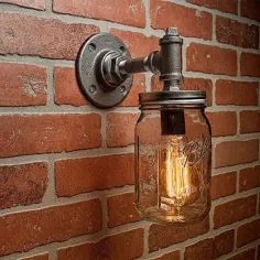 Industriële verlichting-verlichting-Mason jar licht-Steampunk |  اتسی