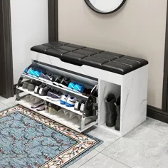 کابینت ذخیره سازی کفش روکش دار سفید و سیاه PU و کابینت کفش ورودی قفسه های قابل تنظیم
