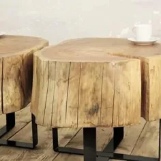 مجموعه ای از 3 میز تنه درخت ، میز کنار چوب ، چهارپایه ، چوب ، نوک مبل ، میز کنده درخت ، میز کنار تخت ، میز قهوه
